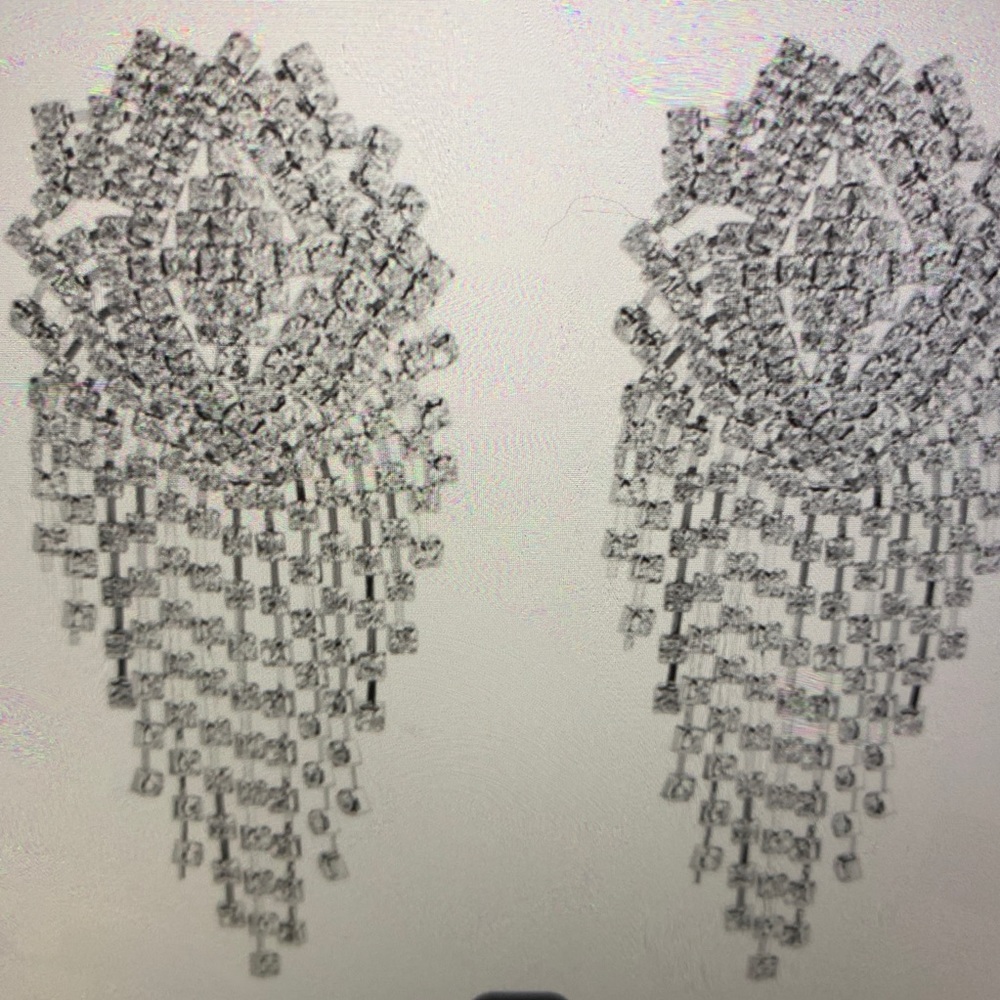 RHINESTONE LONG EARRINGS SILVER